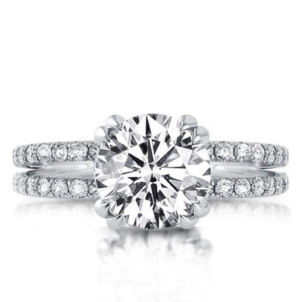 

Double Prong Split Shank Engagement Ring, White