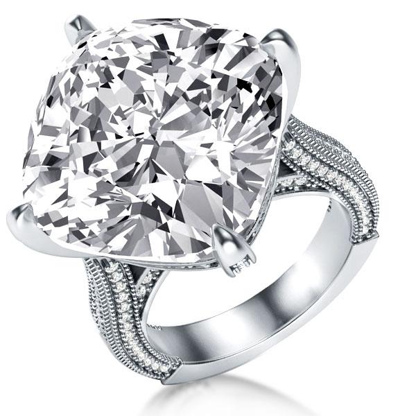 

Italo Cushion Created White Sapphire Engagement Ring