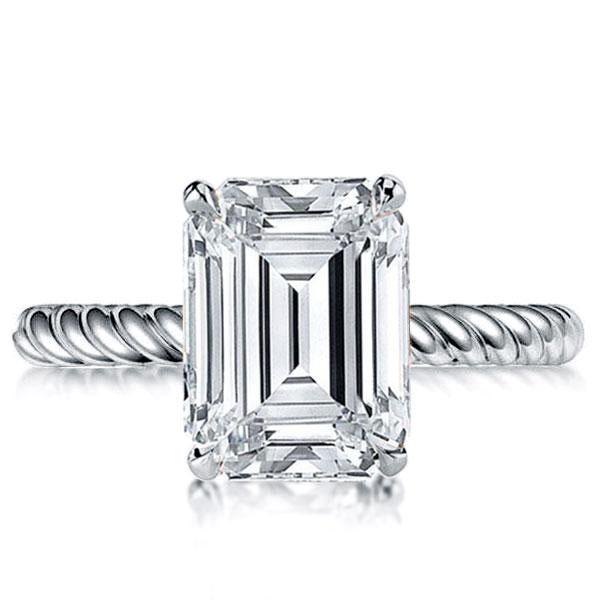 

Italo Twist Rope Emerald Created White Sapphire Engagement Ring