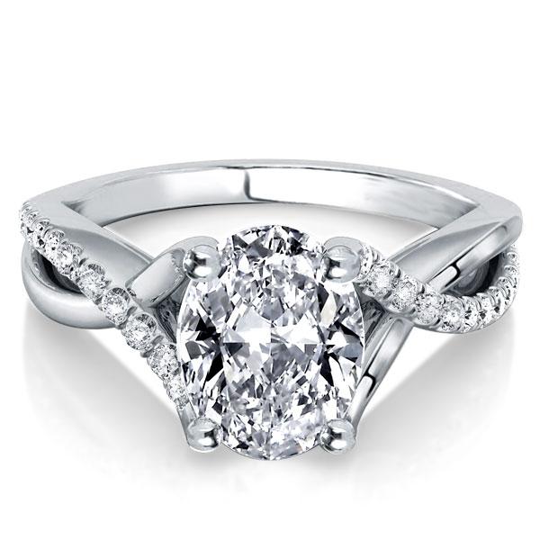 

Italo Oval Split Shank Created White Sapphire Engagement Ring
