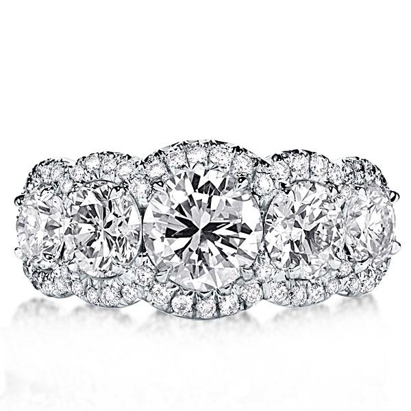 

Five Stone Halo Round Engagement Ring(5.35 CT. TW.), White