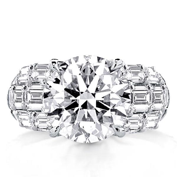 

Triple Row Emerald Shank Engagement Ring(6.25 CT. TW.), White