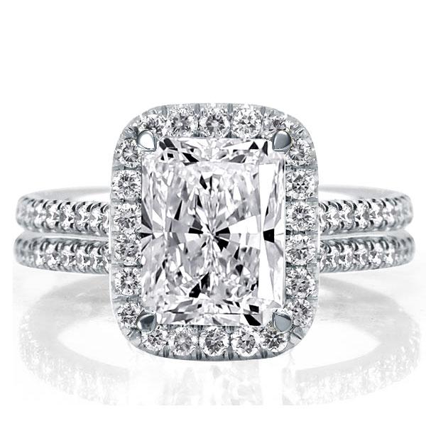 

Halo Radiant Created White Sapphire Engagement Ring