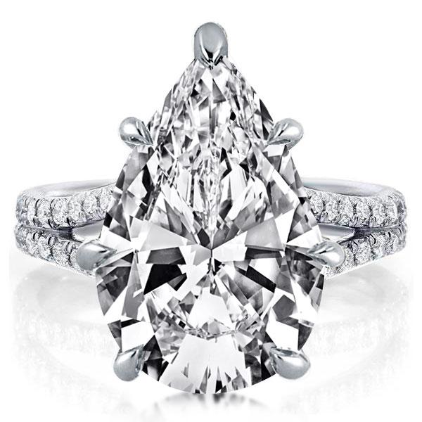 

Split Pear Created White Sapphire Engagement Ring
