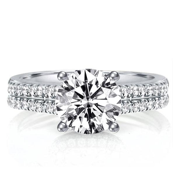 

Double Row Round Created White Sapphire Engagement Ring