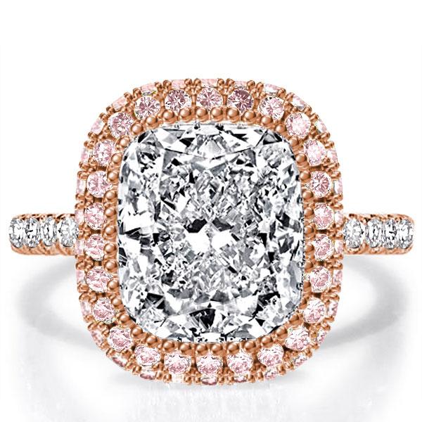 

Rose Gold Halo Cushion Engagement Ring, White