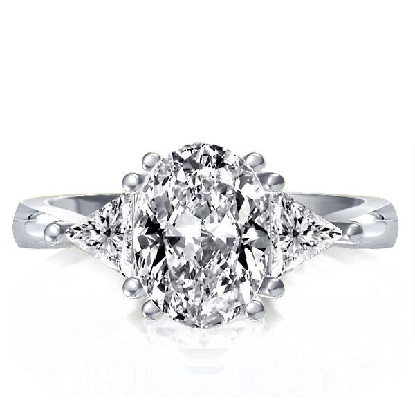 

Italo Three Stone Oval Created White Sapphire Engagement Ring