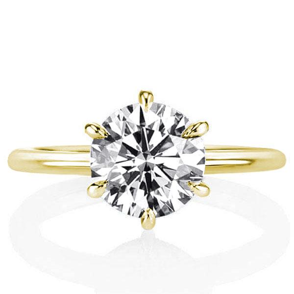 

Golden Hidden Halo Six-prong Round Engagement Ring(3.25 CT. TW.), White