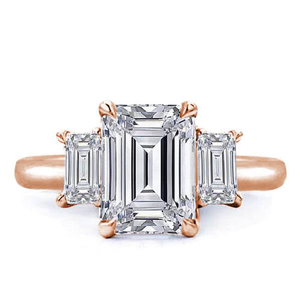 

Rose Gold Three Stone Emerald Engagement Ring(3.45 CT. TW.), White