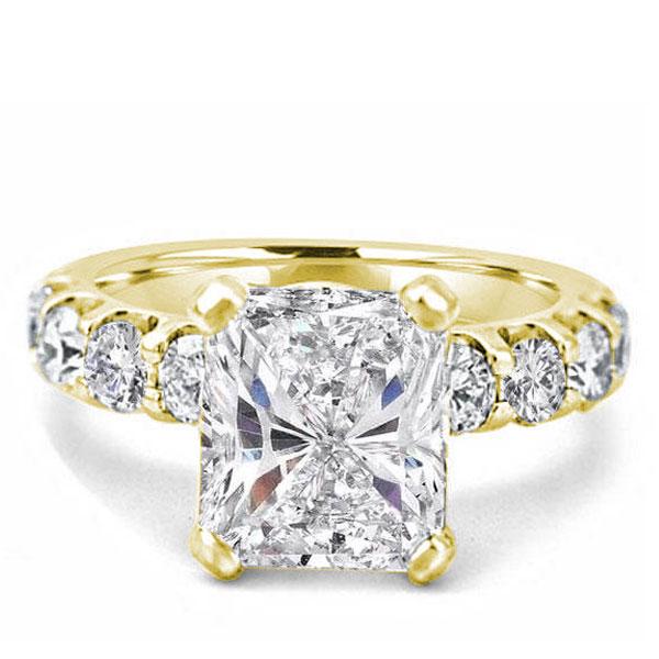 Golden Radiant Half Eternity Engagement Ring(3.75 CT. TW.), White
