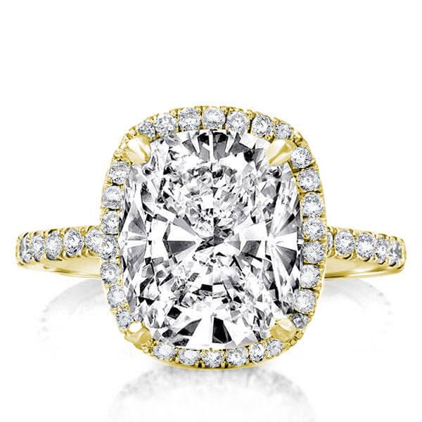 

Italo Golden Halo Cushion Created White Sapphire Engagement Ring