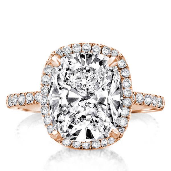

Rose Gold Halo Cushion Engagement Ring, White