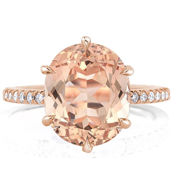 

Six Prong Rose Gold Oval Champagne Engagement Ring(3.65 CT.TW), White