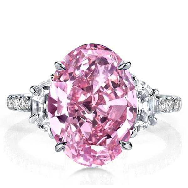 

Oval Three Stone Pink Engagement Ring(7.65 CT. TW.), White