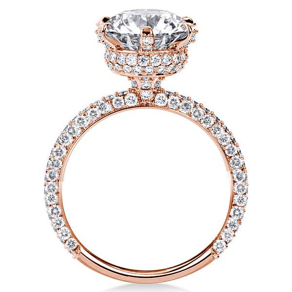 

Rose Gold Six-prong Hidden Halo Engagement Ring, White