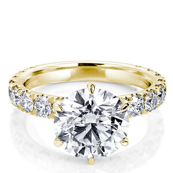 

Golden Six Prong Round Created White Sapphire Engagement Ring