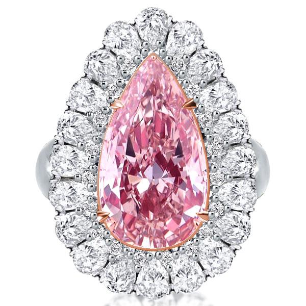 

Two Tone Halo Pear Pink Engagement Ring(7.25 CT. TW.), White