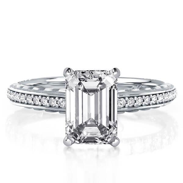 

Sculpture Design Emerald Engagement Ring(2.86 CT. TW.), White