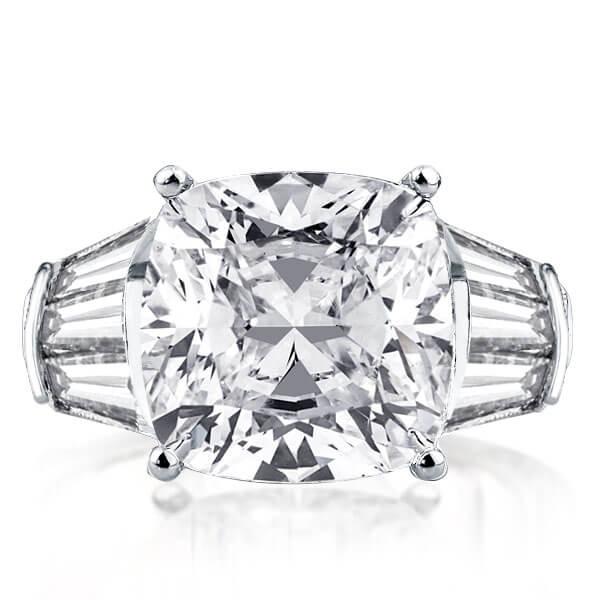 Solitaire Triple Row Cushion Engagement Ring(5.50 CT. TW.), White
