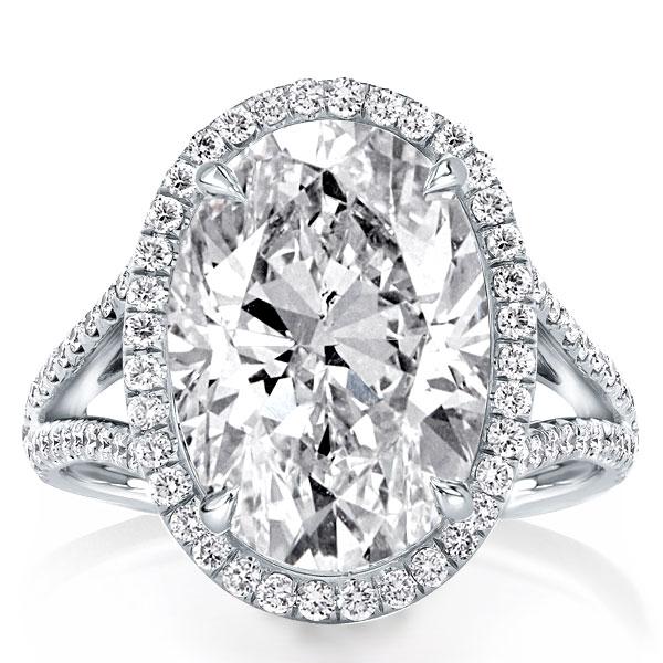 

Split Shank Halo Oval Engagement Ring(9.65 CT. TW.), White