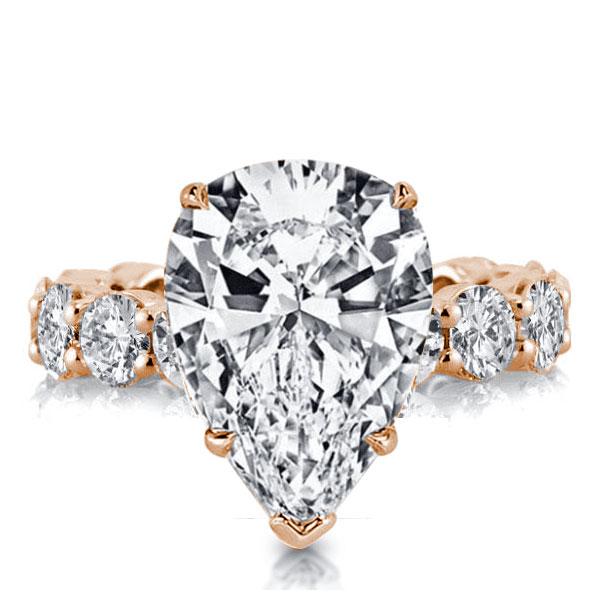 

Sterling Silver Ring Rose Gold Pear Shaped Engagement Ring For Women, White