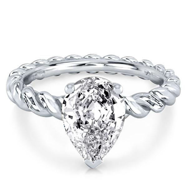 

Solitaire Twist Shank Pear Engagement Ring, White
