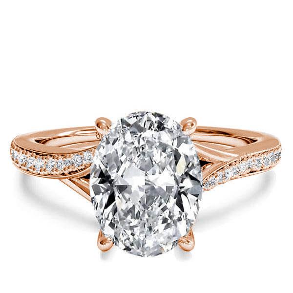 

Rose Gold Bypass Oval Created White Sapphire Engagement Ring