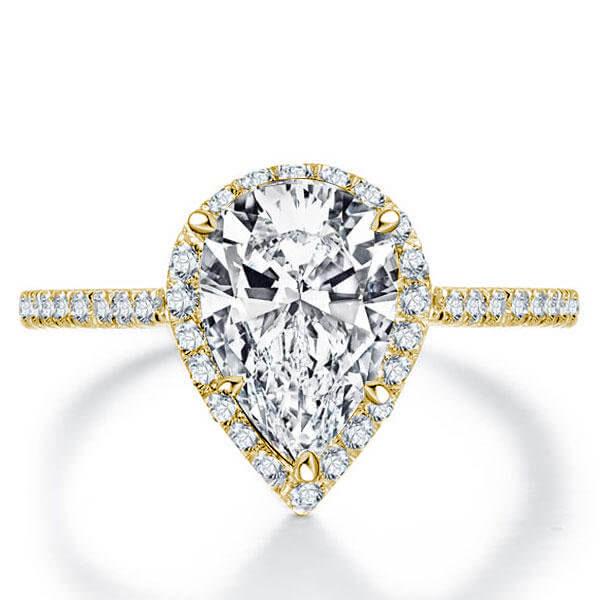 

Italo Golden Halo Pear Created White Sapphire Engagement Ring