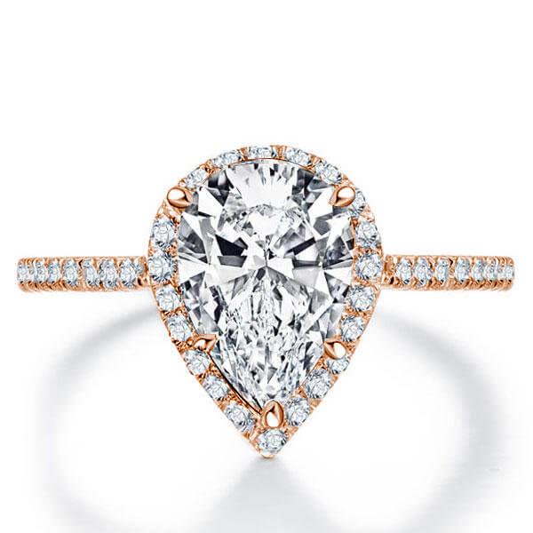 

Italo Rose Gold Halo Pear Created White Sapphire Engagement Ring