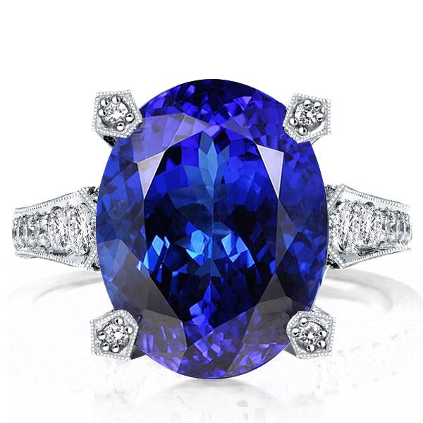 

Vintage Milgrain Oval Cut Blue Sapphire Engagement Ring (10.65 CT. TW.), White