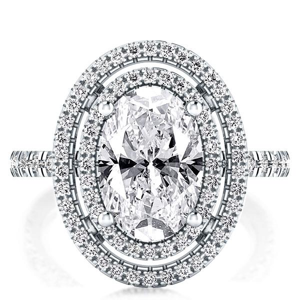 

Double Halo Oval Engagement Ring (4.35 CT. TW.), White