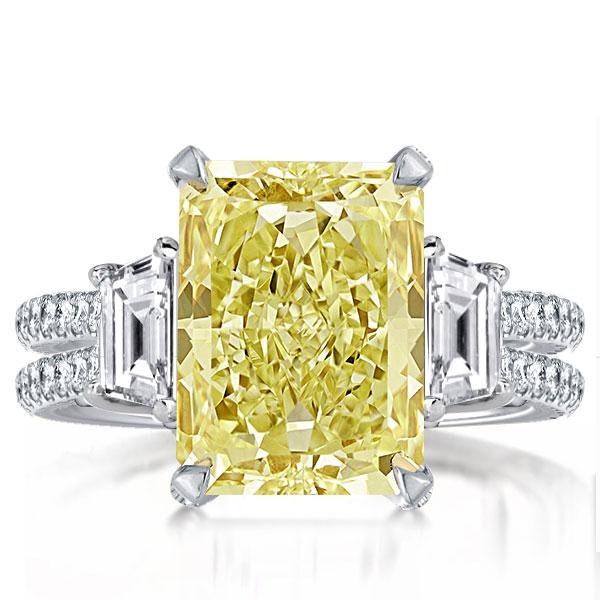 

Split Shank Radiant Cut Yellow Topaz Engagement Ring, White