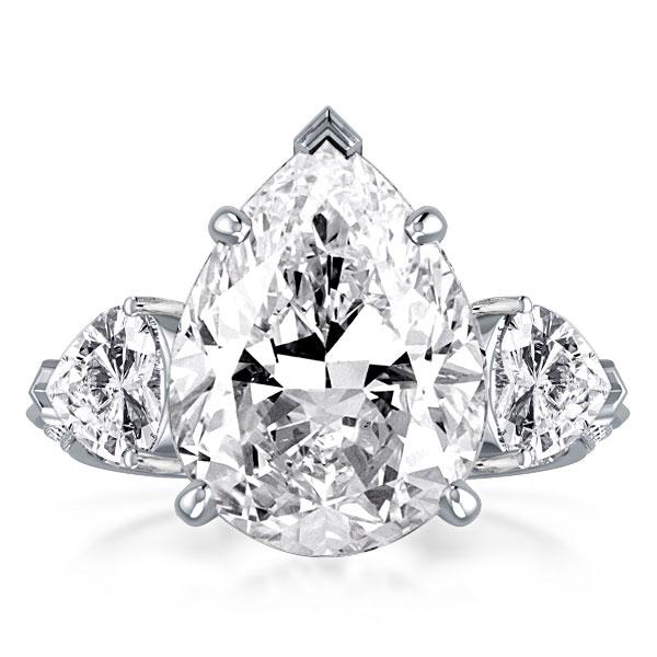 

Three Stone Pear Cut Engagement Ring, White