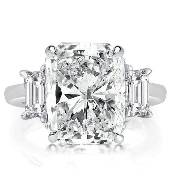 

Italo Created White Sapphire Engagement Ring Radiant Cut Three Stone Cocktail Ring