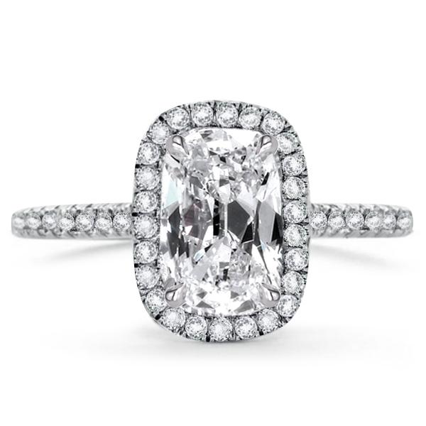

Classic Halo Cushion Cut Engagement Ring, White