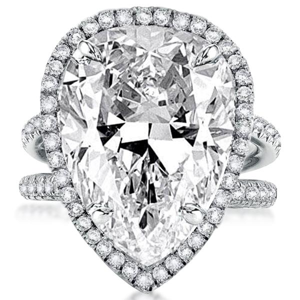 

Halo Split Shank Pear Engagement Ring, White