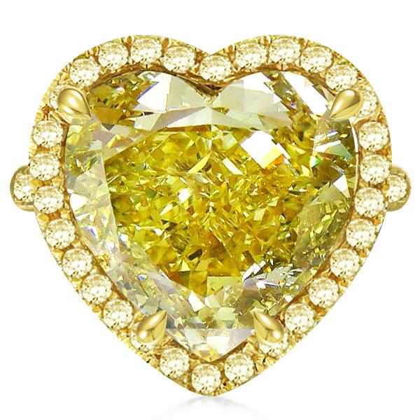 

Golden Halo Heart Cut Yellow Topaz Engagement Ring, White