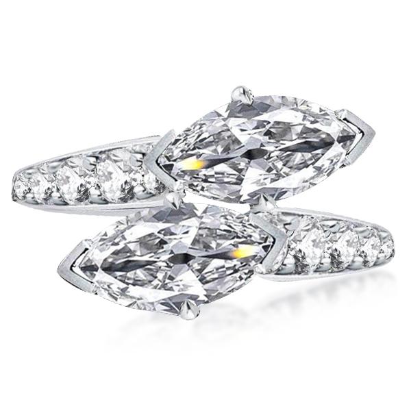 

Art Deco Twin Marquise Engagement Ring, White