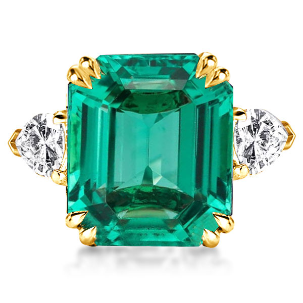 

Italo Emerald Ring Emerald Cut 3 Stone Engagement Ring Promise Ring, White