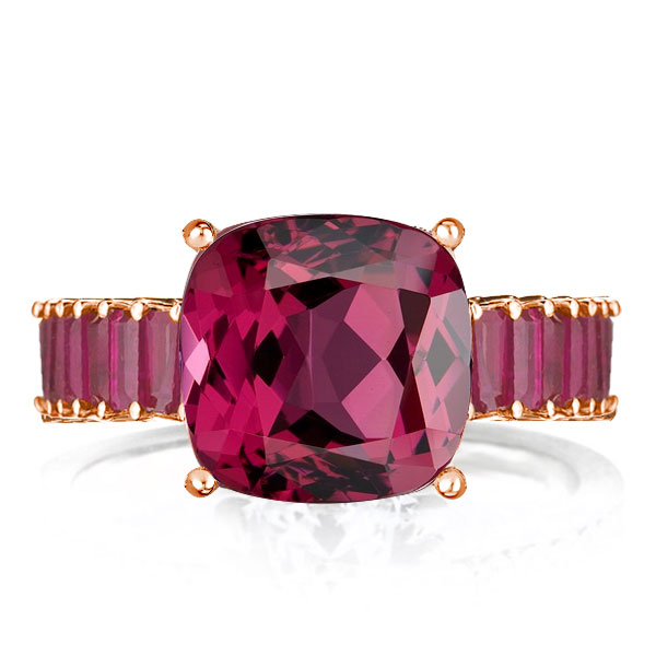 

Rose Gold Cushion Cut Created Ruby Sapphire Engagement Ring, White