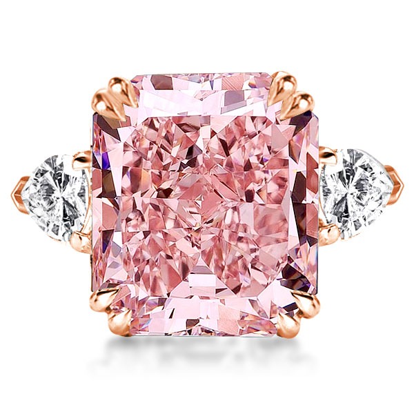 

Italo Pink Ring Radiant Cut Three Stone Engagement Ring, White