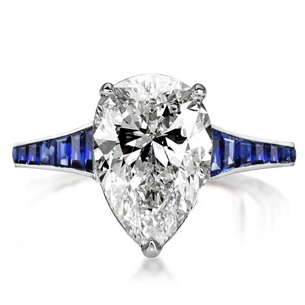 Classic Blue Pear Cut Engagement Ring, White
