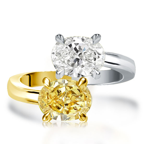 

Bypass Two Tone Oval Cut Yellow Topaz Engagement Ring, White