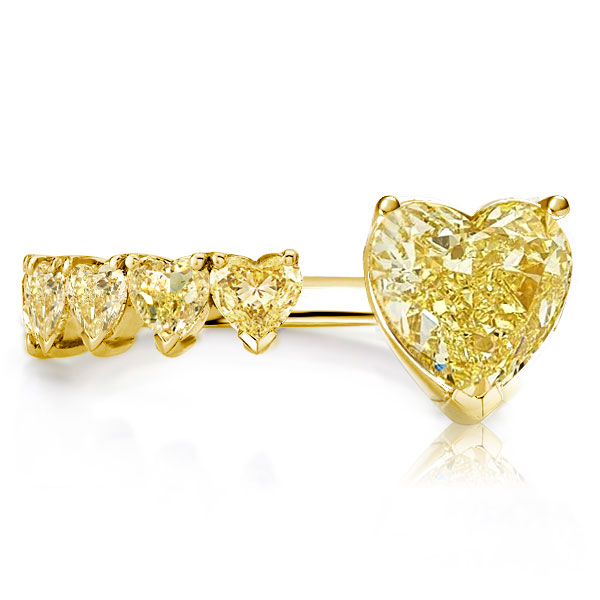 

Heart Cut Yellow Topaz Engagement Ring, White