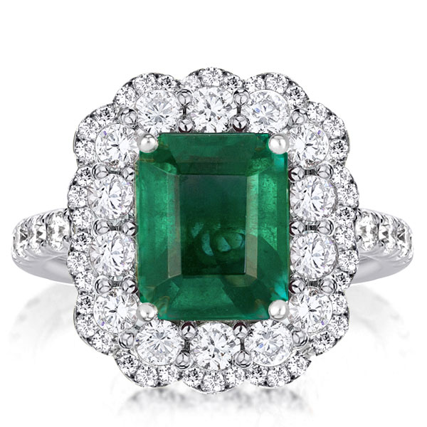 

Italo Emerald Engagement Ring Halo Engagement Ring Affordable, White