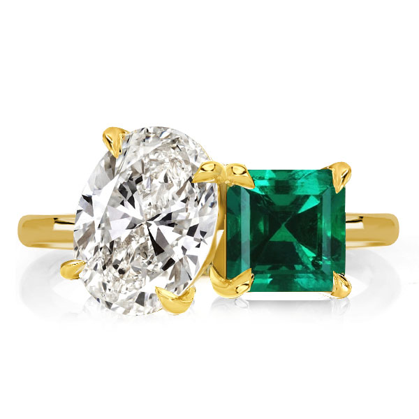 

Oval & Asscher Cut Emerald Engagement Ring, White