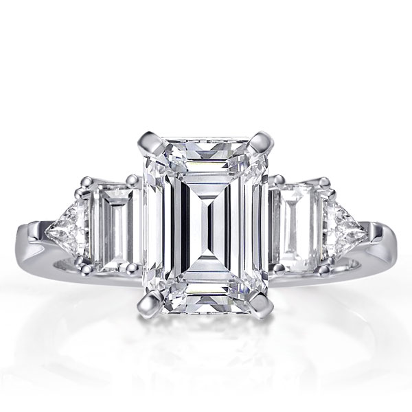

Five Stone Emerald Engagement Ring, White