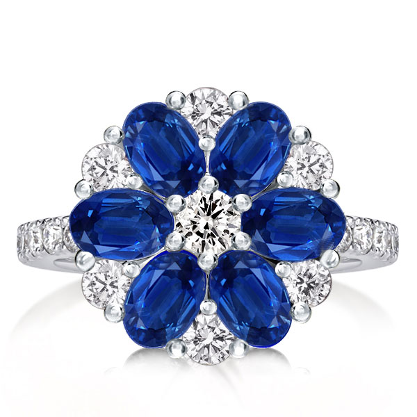 

Round & Oval Cut Halo Flower Engagement Ring, White