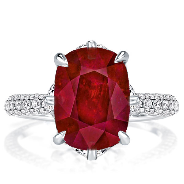 

Classic Garnet Cushion Cut Engagement Ring, White