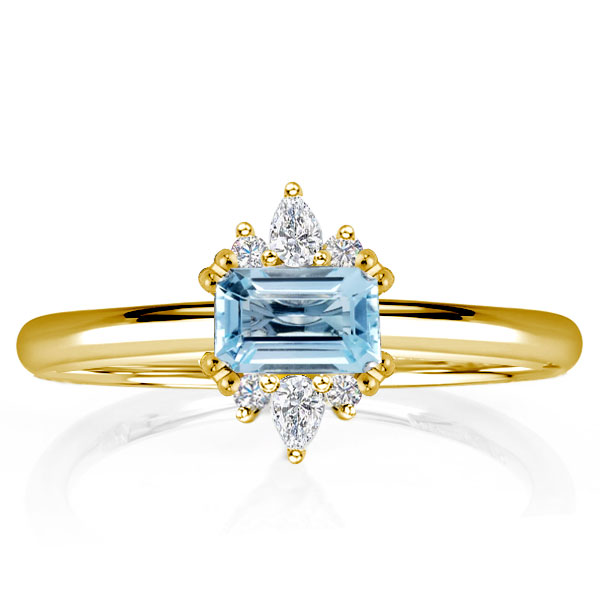 

Golden East West Emerald Aquamarine Engagement Ring, White